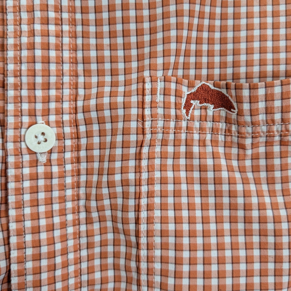 Simms Orange and White Gingham Button-Down Shirt - image 9